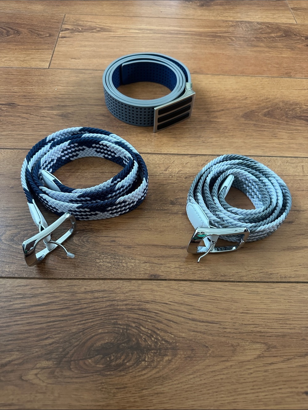 Set of Three Blue and Gray Belts